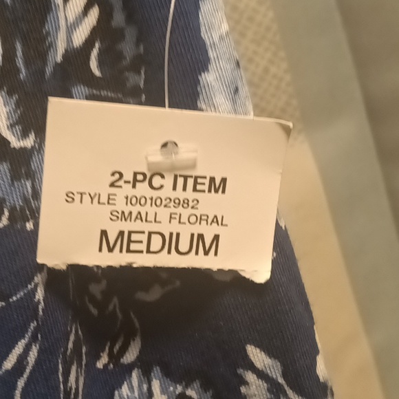 FINAL PRICE NWT CHARTER CLUB 2-pc blue multi-colored floral print pajama set Med - Picture 10 of 11